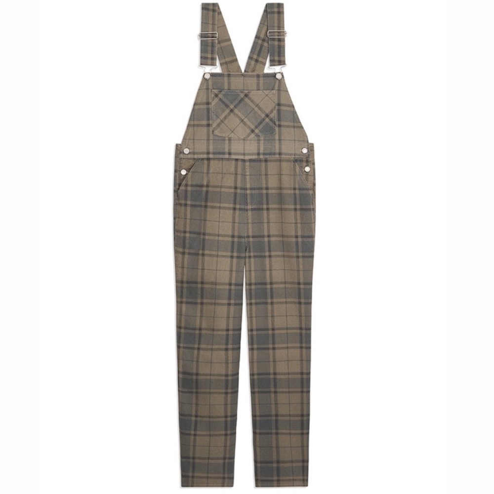 Weworewhat Danielle Bernstein Basic Green Plaid Overalls Size XS - Picture 3 of 12